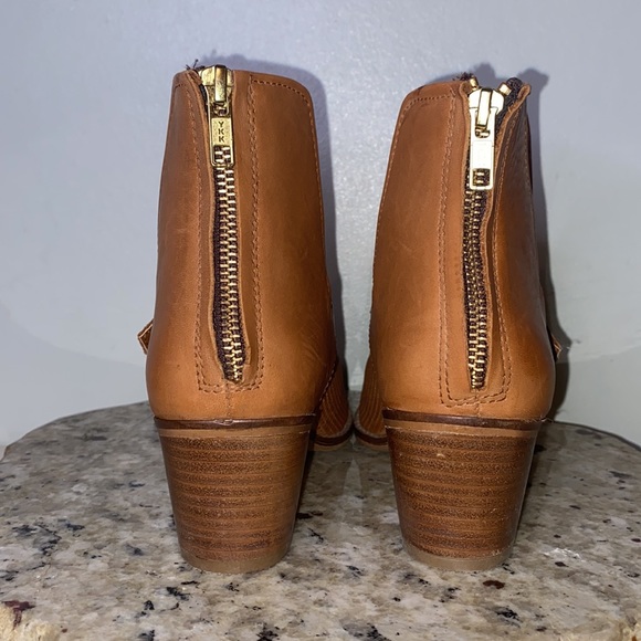 Journee Signature Women’s Shaw Leather Buckle Accent Bootie-Cognac-Size 6 - Picture 10 of 16